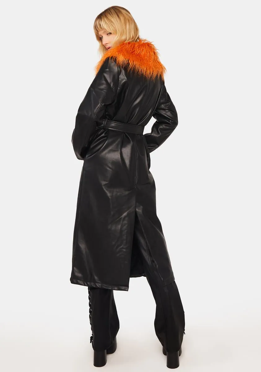 Yaz Faux Leather Trench Coat sold by Dolls Kill product image thumbnail 4