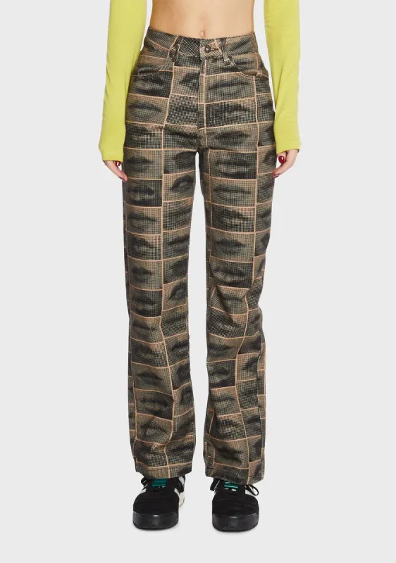 Hearsay Graphic Pants sold by Dolls Kill