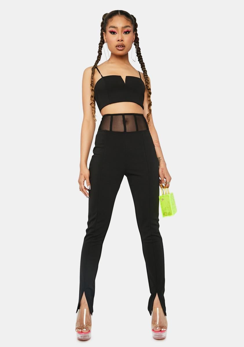 Late Ur Boo Tonight Mesh Panel Pants Set sold by Dolls Kill