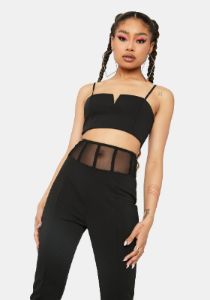 Late Ur Boo Tonight Mesh Panel Pants Set sold by Dolls Kill