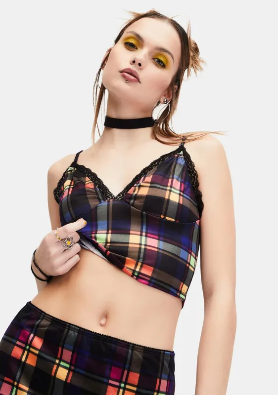 Running Wild Plaid Crop Tank sold by Dolls Kill