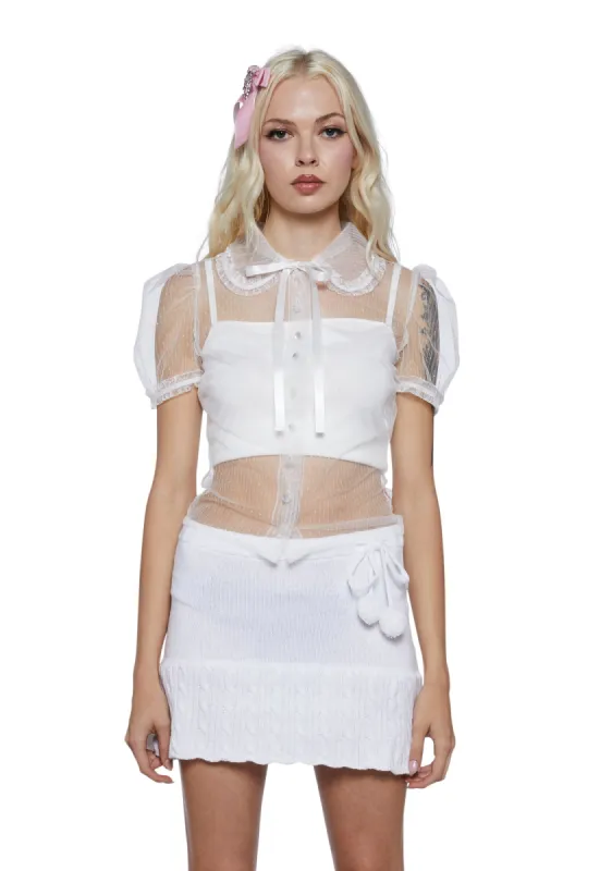 Delicate Interlude Sheer Blouse - White sold by Dolls Kill