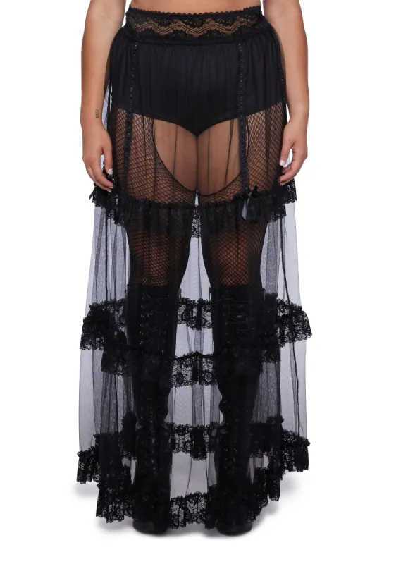 Plus Graveyard Glam Maxi Skirt sold by Dolls Kill