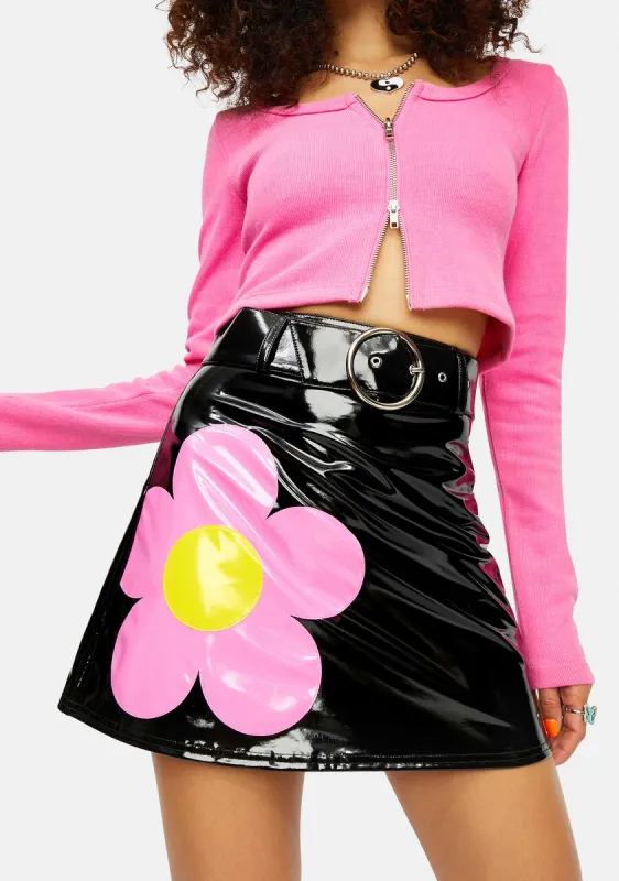 Diggin' Ur Stems Flower Applique Mini Skirt sold by Dolls Kill
