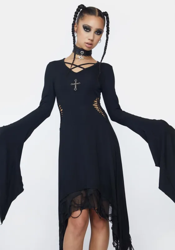 Long Sleeve High Low Midi Dress sold by Dolls Kill
