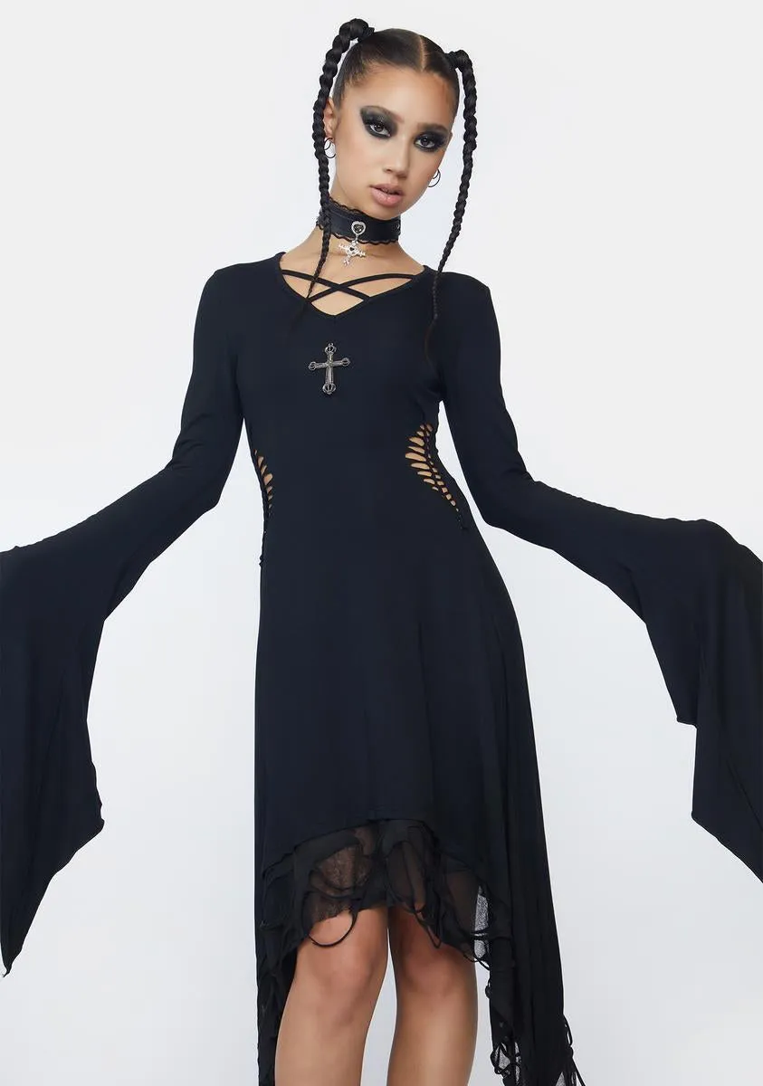 Long Sleeve High Low Midi Dress sold by Dolls Kill