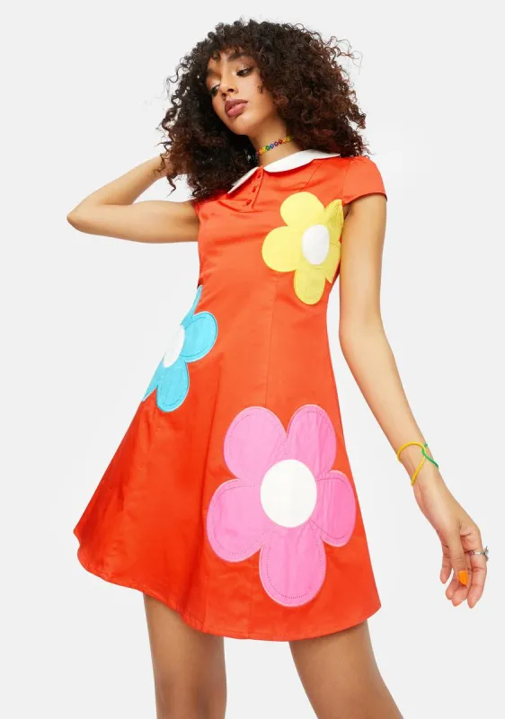 Diggin' Ur Stems Flower Applique Mini Dress sold by Dolls Kill