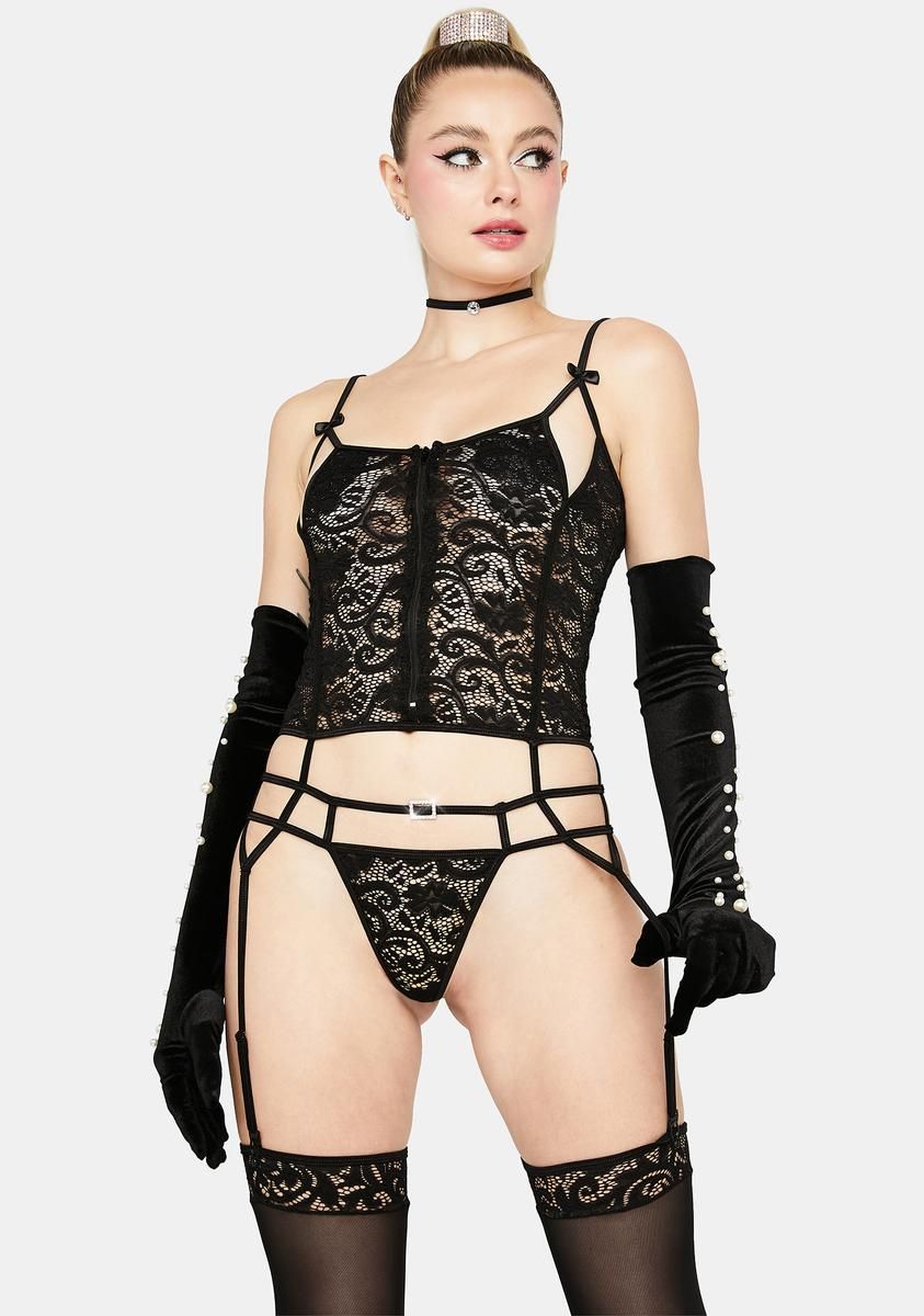 Midnight Love Taker Lingerie Set sold by Dolls Kill