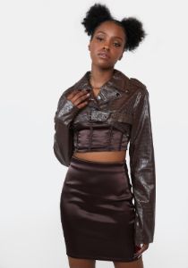 My Main Squeeze Cropped Moto Jacket sold by Dolls Kill