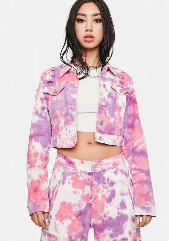 Joyful Noise Tie Dye Denim Jacket sold by Dolls Kill