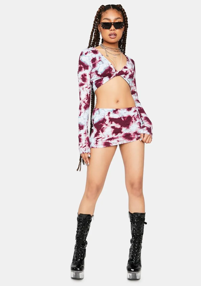 Wine Posh Pleasures Tie Dye Mini Skirt Set sold by Dolls Kill product image thumbnail 3