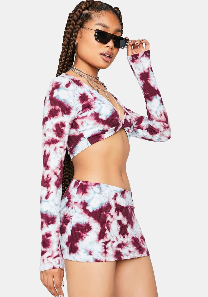 Wine Posh Pleasures Tie Dye Mini Skirt Set sold by Dolls Kill product image thumbnail 2