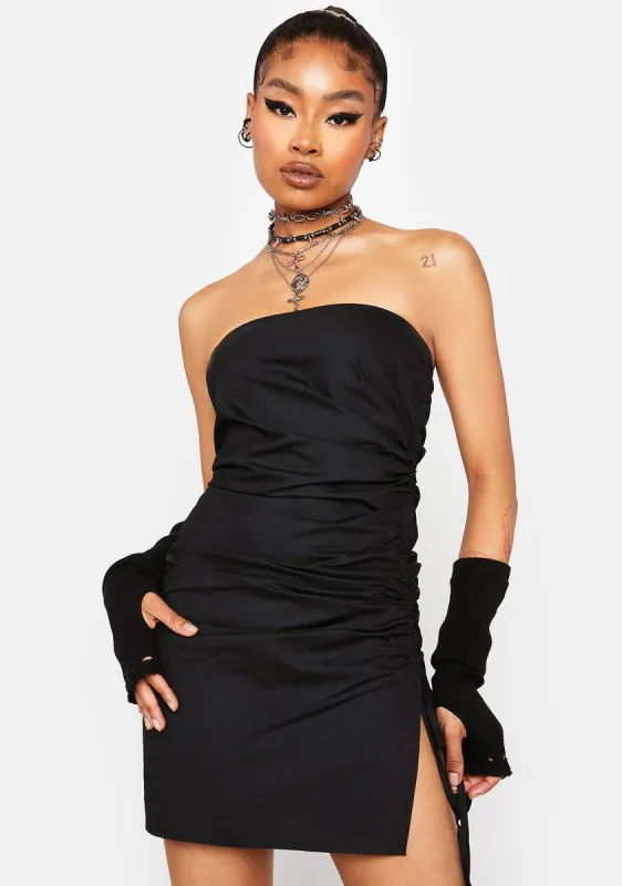Midnight Only You Ruched Mini Dress sold by Dolls Kill