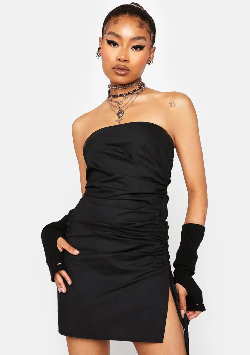 Midnight Only You Ruched Mini Dress sold by Dolls Kill