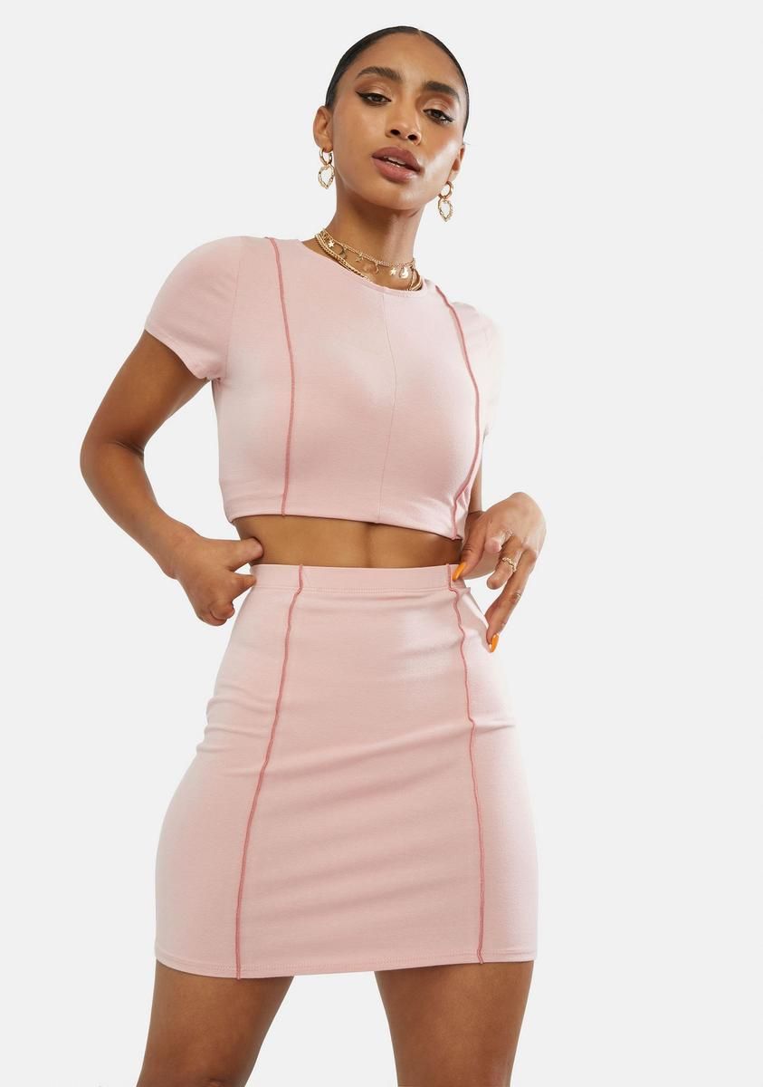 Blush Follow The Signs Top & Skirt Set sold by Dolls Kill