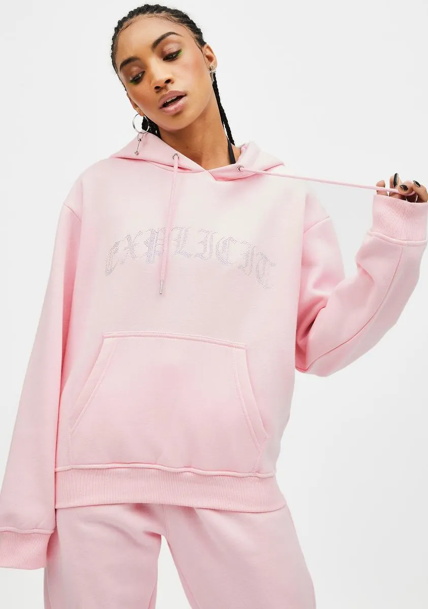 Pink Explicit Rhinestone Hoodie sold by Dolls Kill