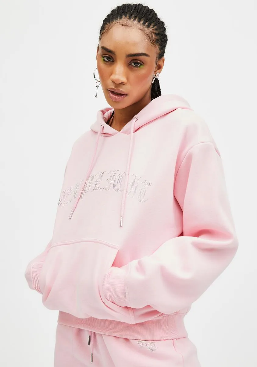 Pink Explicit Rhinestone Hoodie sold by Dolls Kill product image thumbnail 2