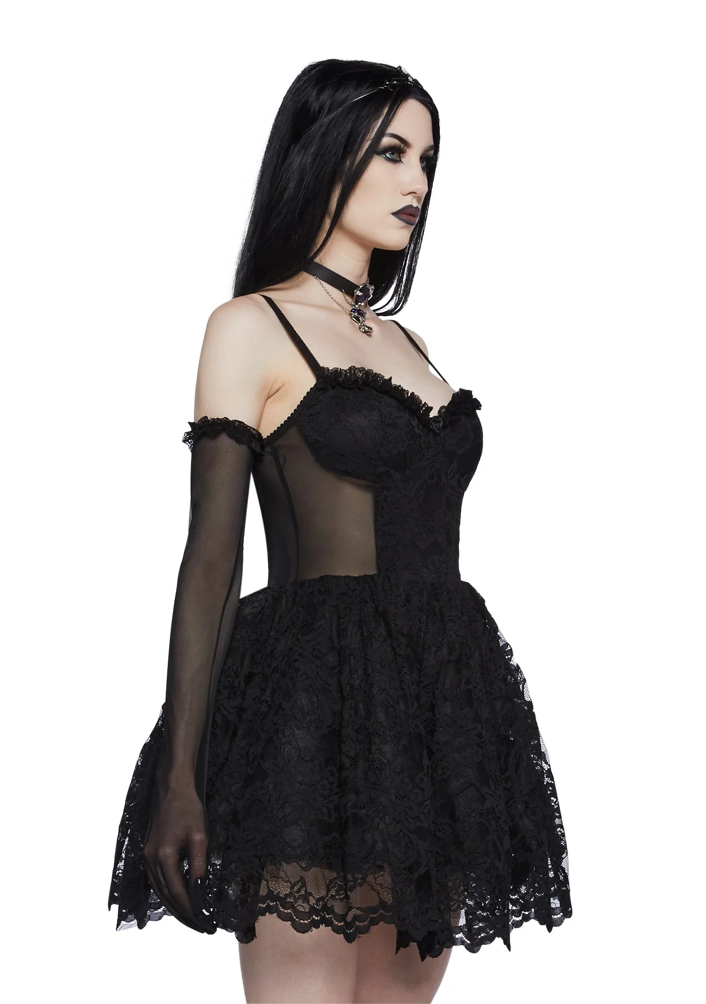Infinite Love Mesh Dress And Gloves Set sold by Dolls Kill product image thumbnail 3