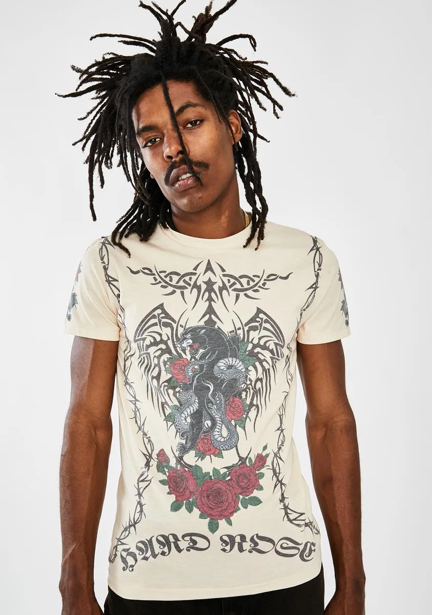 Beige Tattoo Graphic Tee sold by Dolls Kill