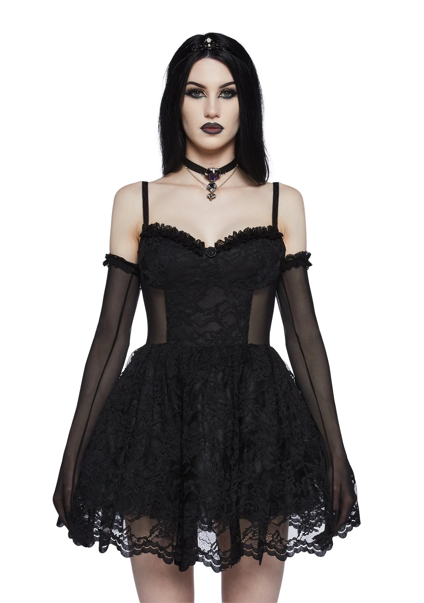 Infinite Love Mesh Dress And Gloves Set sold by Dolls Kill