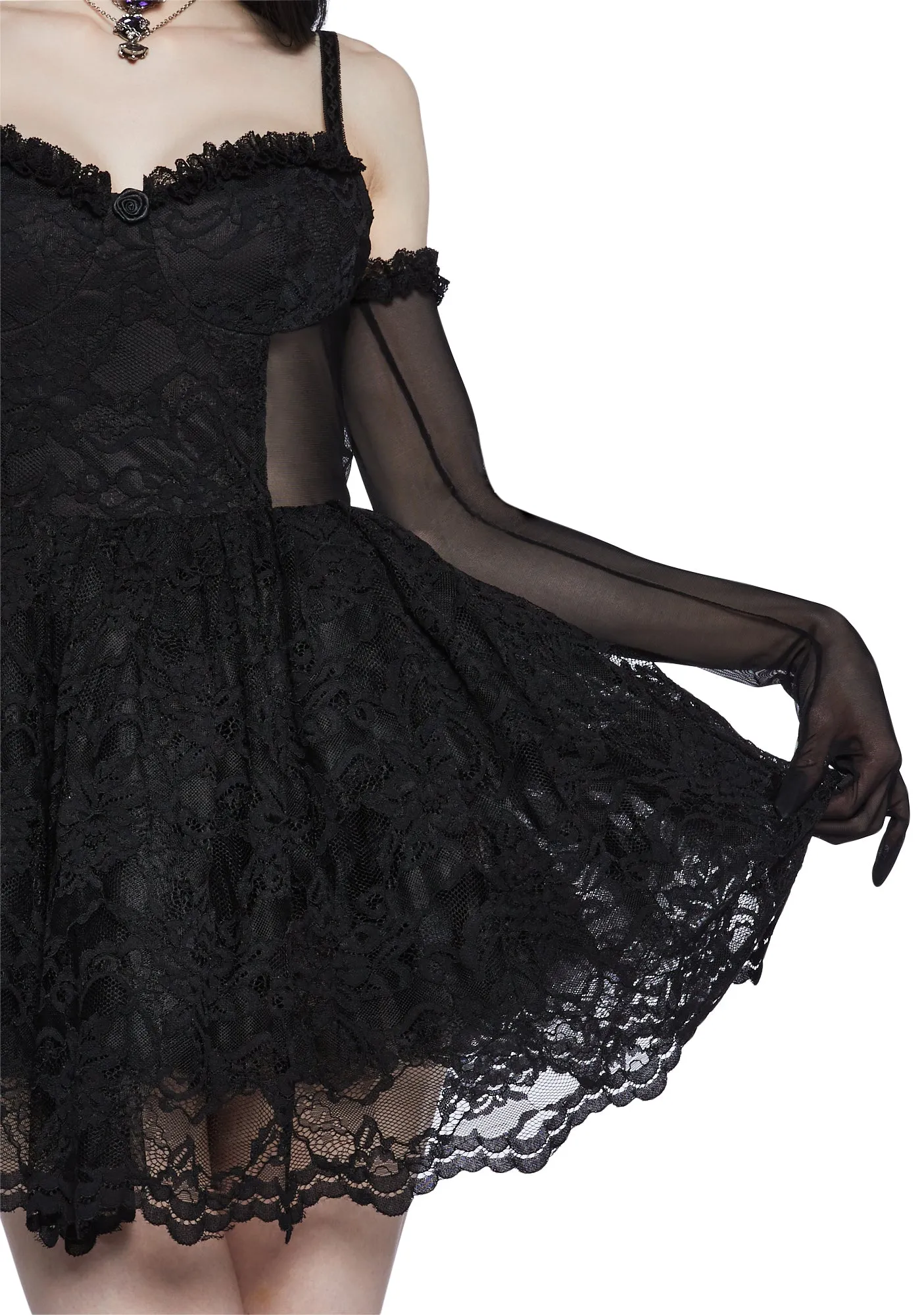 Infinite Love Mesh Dress And Gloves Set sold by Dolls Kill product image thumbnail 5