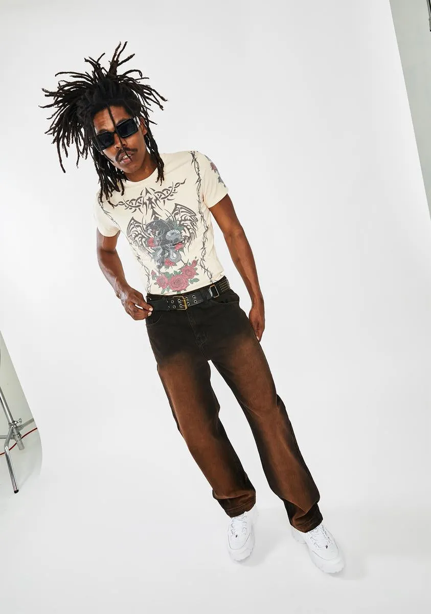 Beige Tattoo Graphic Tee sold by Dolls Kill product image thumbnail 3