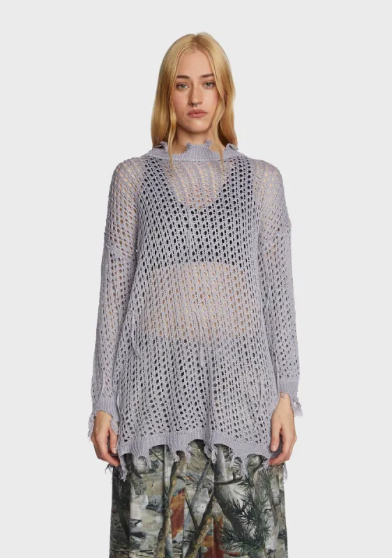 Quick Timing Crochet Top - Gray sold by Dolls Kill