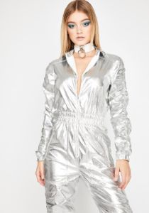 High Gravity Metallic Jumpsuit sold by Dolls Kill
