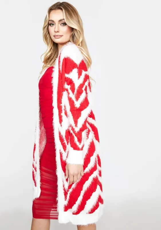 Heavenly Zig Zagging Fuzzy Cardigan sold by Dolls Kill