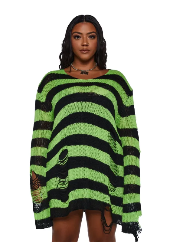 Plus Favorite Haunt Striped Sweater sold by Dolls Kill