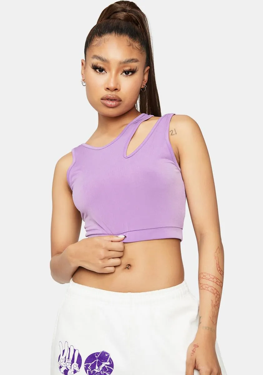 Lilac Born Ready Cutout Crop Tank sold by Dolls Kill