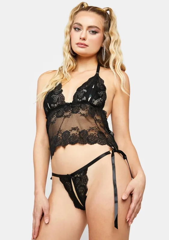 Noir Talk In Riddles Lingerie Set sold by Dolls Kill