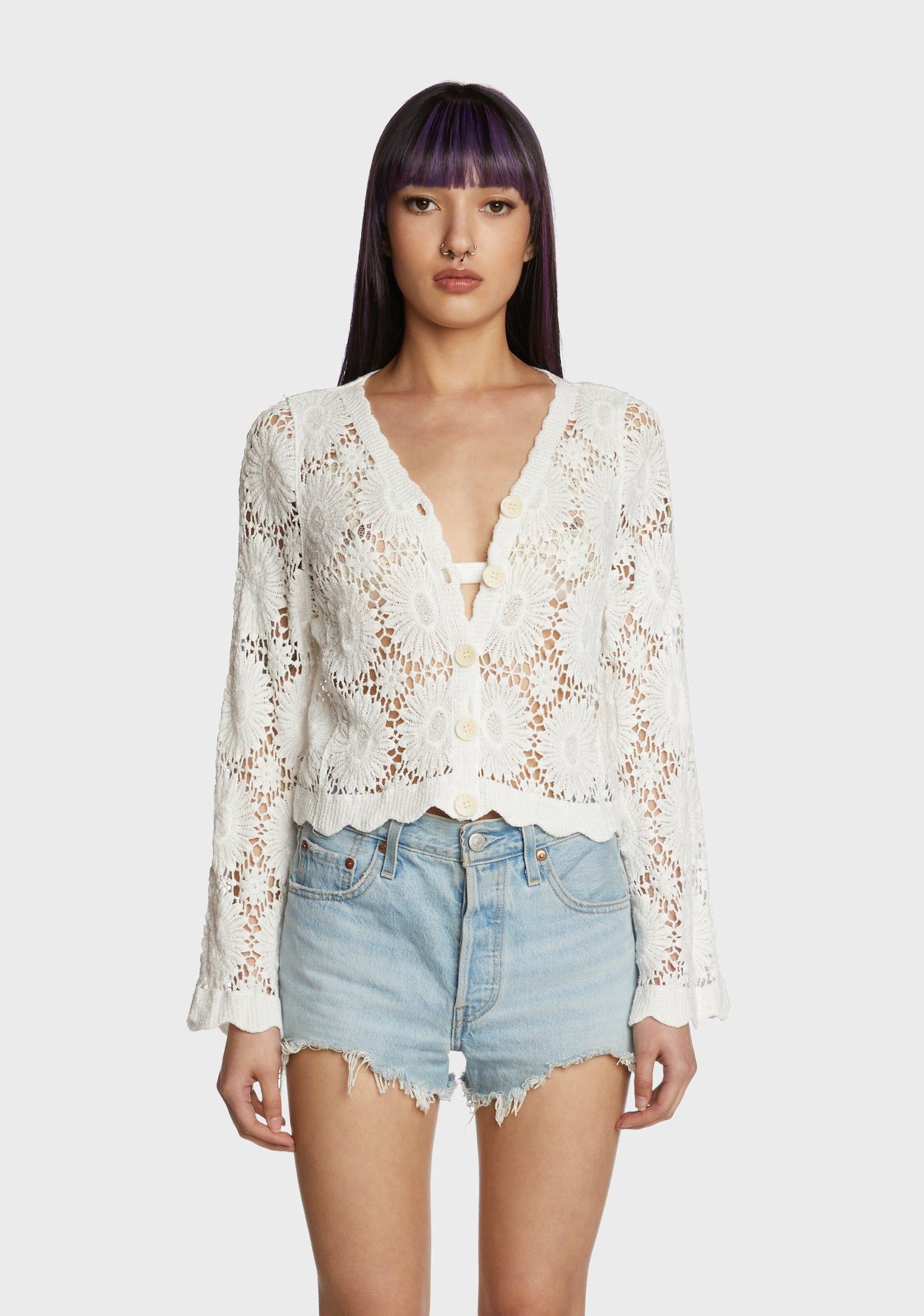 Arboretum Visit Crochet Cardigan sold by Dolls Kill