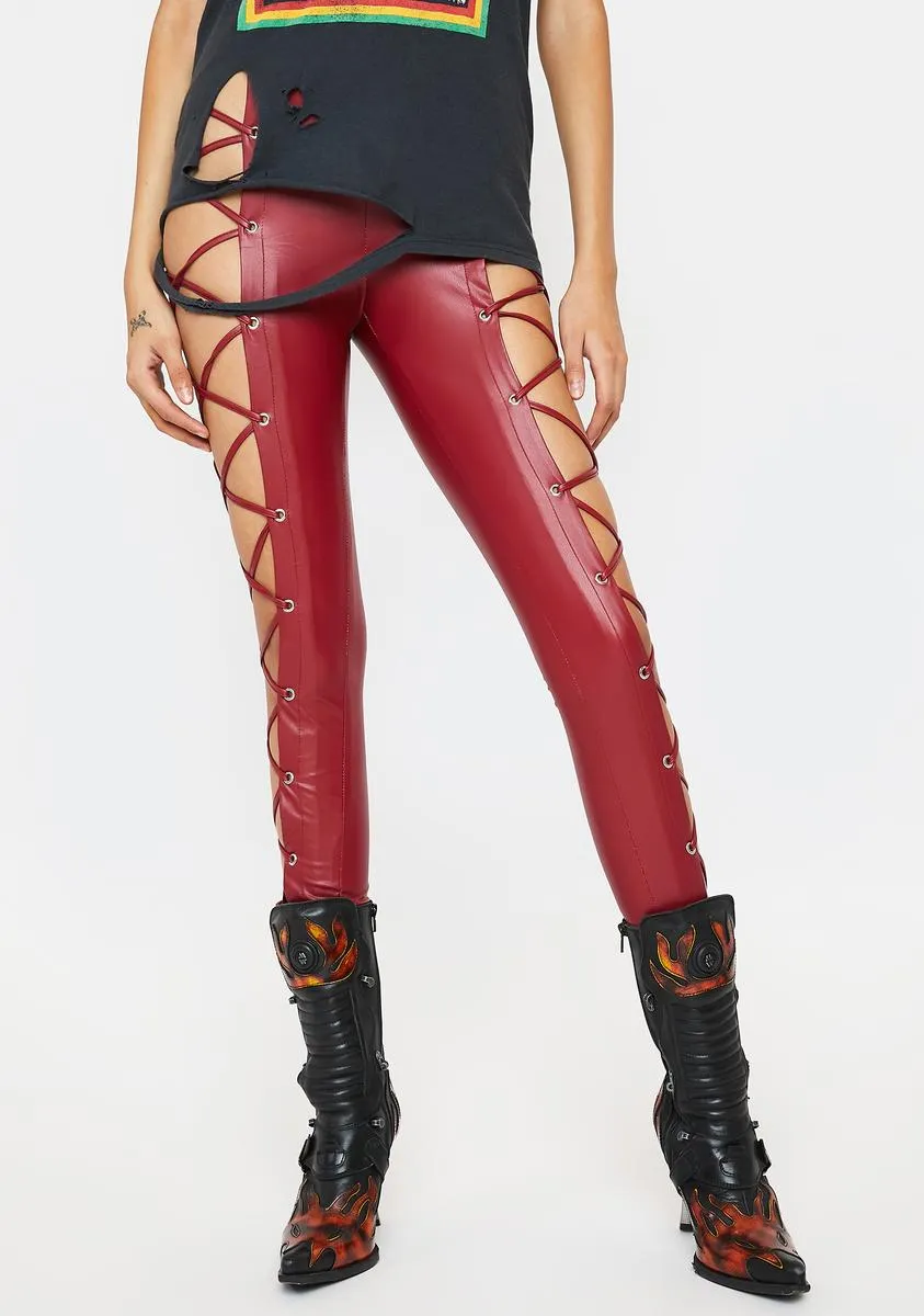 Get In Gear Lace Up Leggings sold by Dolls Kill