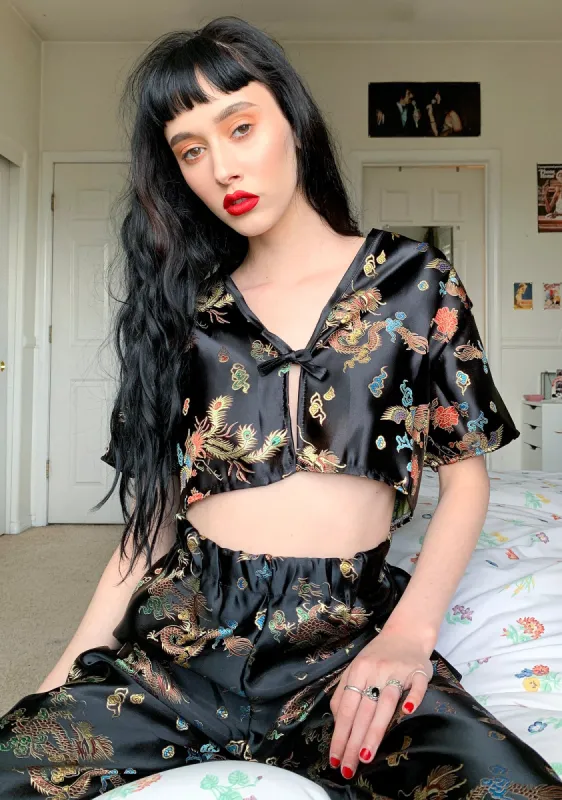 Black Dragon Crop Top sold by Dolls Kill