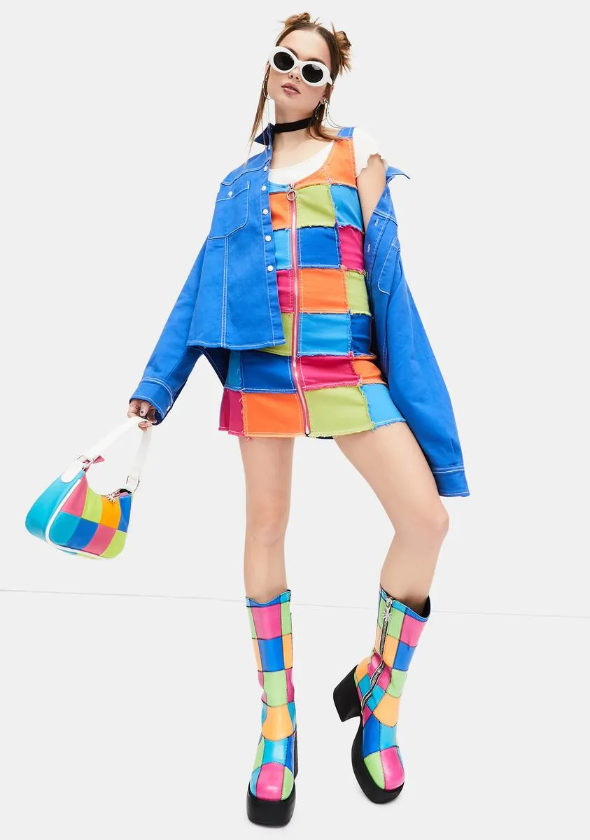 Colorful Life Patchwork Mini Dress sold by Dolls Kill product image thumbnail 3