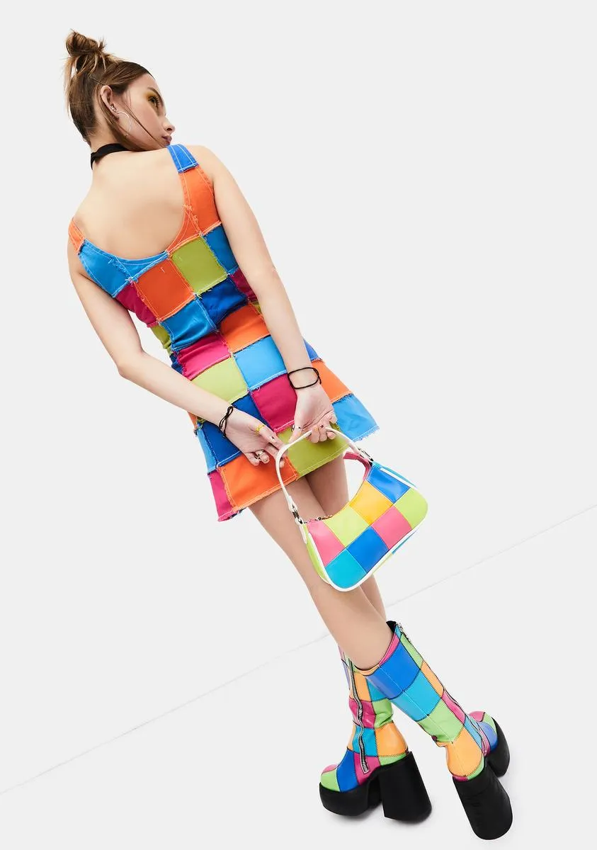 Colorful Life Patchwork Mini Dress sold by Dolls Kill product image thumbnail 4