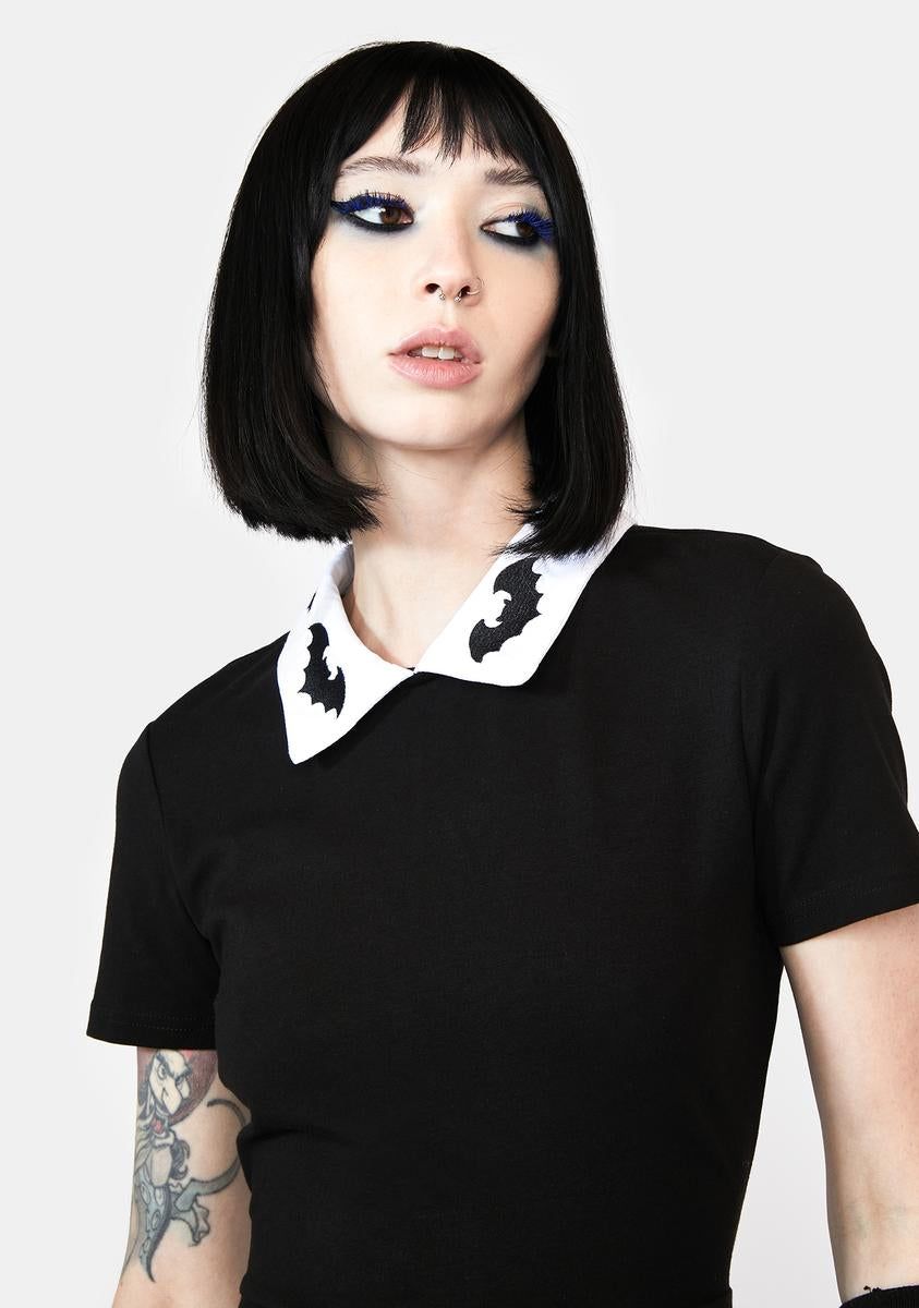 Bat Embroidered Collar Dress sold by Dolls Kill