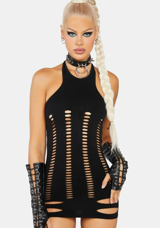 Dropping Jaws Halter Mini Dress sold by Dolls Kill
