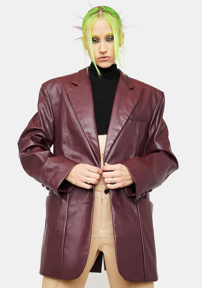 Agnes Vegan Leather Blazer sold by Dolls Kill