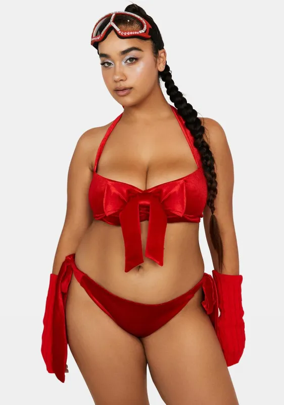 Plus Open Your Present Velvet Lingerie Set sold by Dolls Kill
