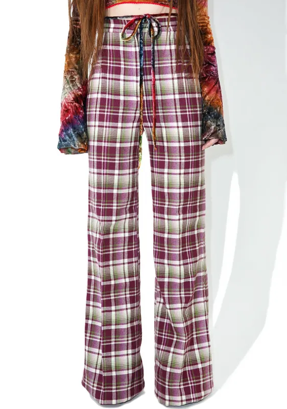 Vintage Purple Plaid High Waisted Pants sold by Dolls Kill