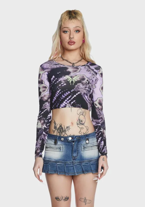 Tie Dye Butterfly Crop Top sold by Dolls Kill