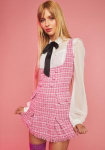Secret Crush Tweed Pinafore Dress sold by Dolls Kill
