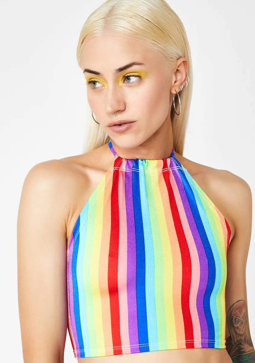 Rainbow Halter Top sold by Dolls Kill
