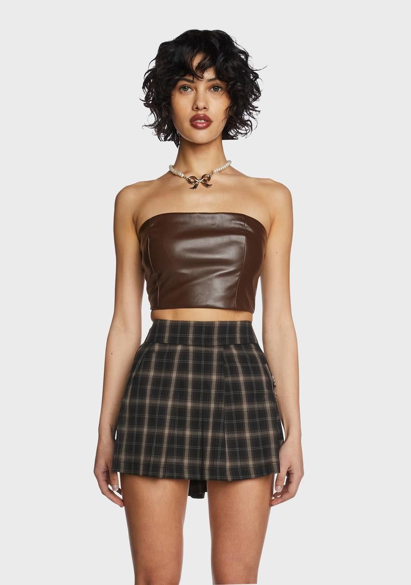 Brown Vegan Leather Tube Top sold by Dolls Kill