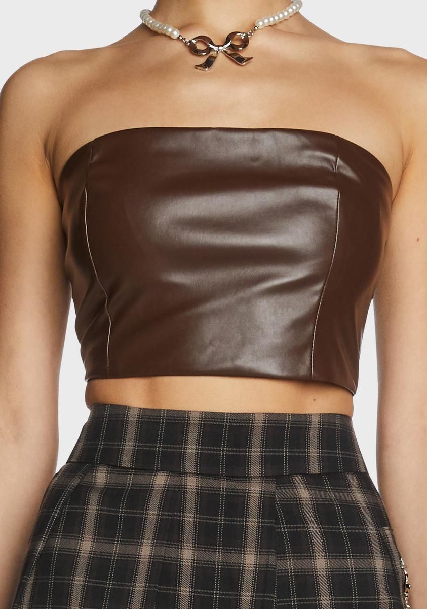 Brown Vegan Leather Tube Top sold by Dolls Kill product image thumbnail 2