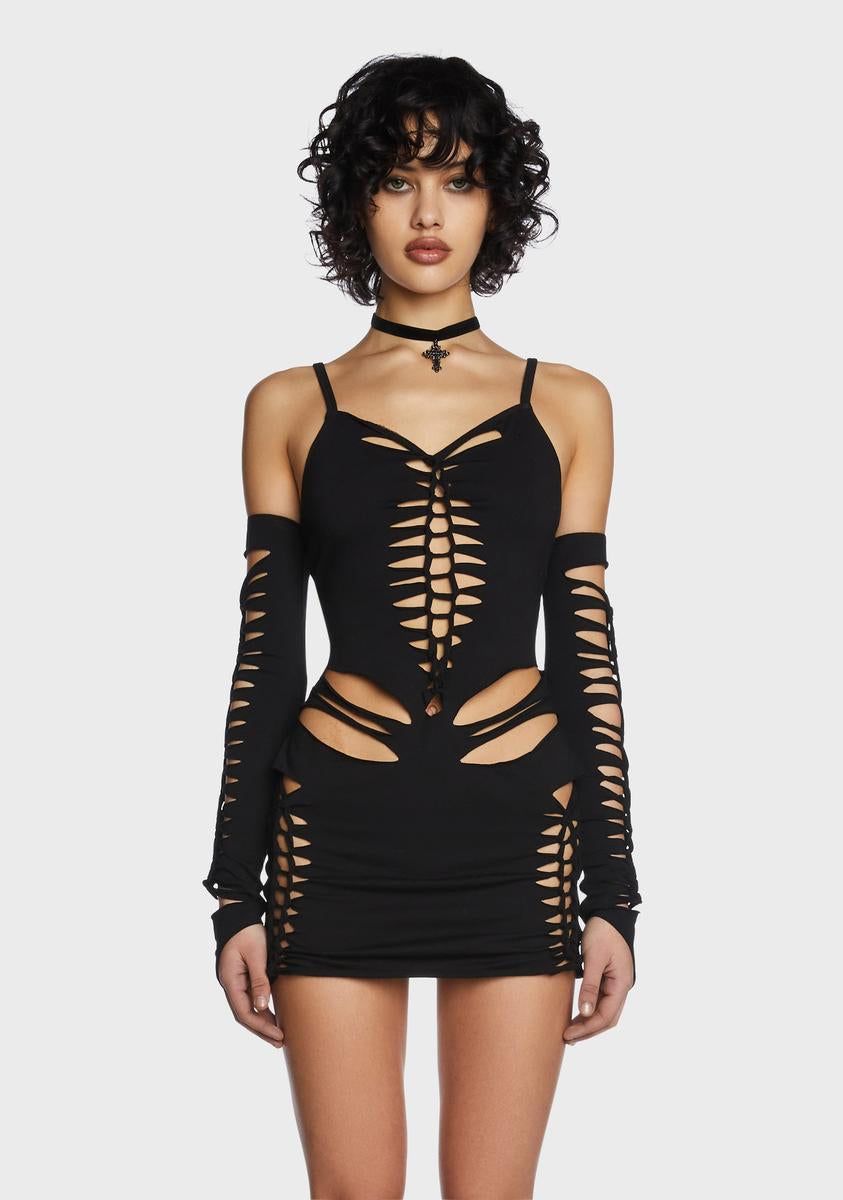 Spellbound Smiles Mini Dress - Black sold by Dolls Kill