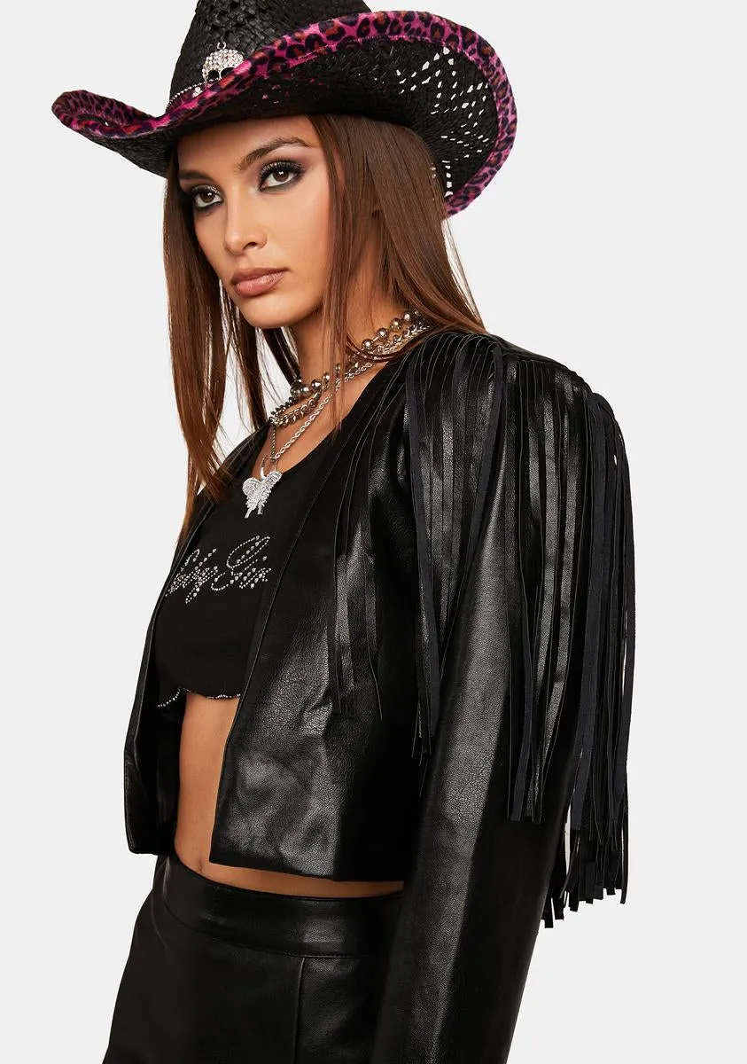 Mystic Kept Secrets Fringe Jacket sold by Dolls Kill