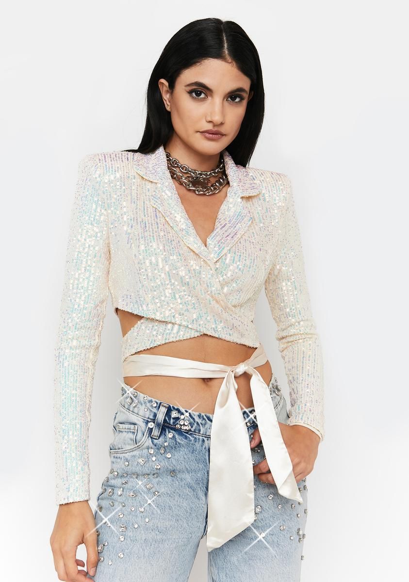 Opal Party's Here Sequin Wrap Blazer sold by Dolls Kill